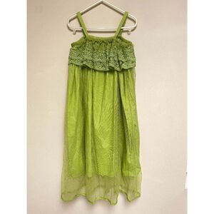 Trish Scully Child Girls Spaghetti Strap Bodice Tulle Skirt Midi Dress Olive Gre
